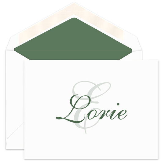 Ensconced Monogram Folded Note Cards - Raised Ink